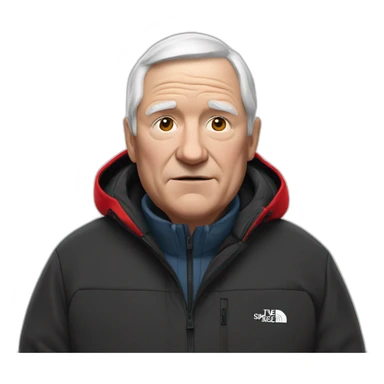old white man overweight with black and red supreme north face jacket sticker