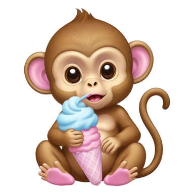 Baby monkey with cotton candy on vacation  sticker