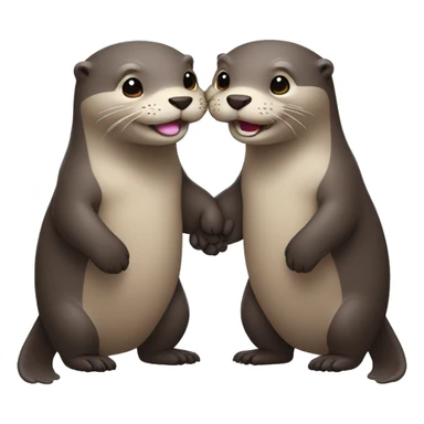 Smiling otters holding hands sticker