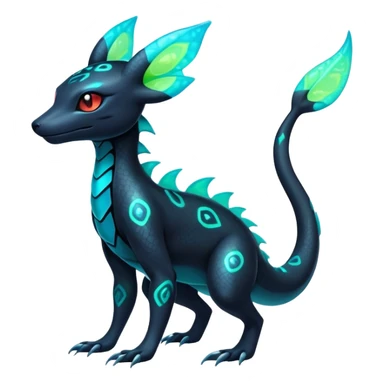 Colorful Neon Exotic Salandit-Aurorus-Umbreon-Fakémon-hybrid-creature (full body)  sticker