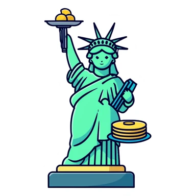 Statue of Liberty holding a stack of pancakes sticker