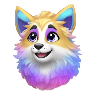 Colorful gradient-Sparkle-nebula-fursona anthropomorphic furry full body sticker