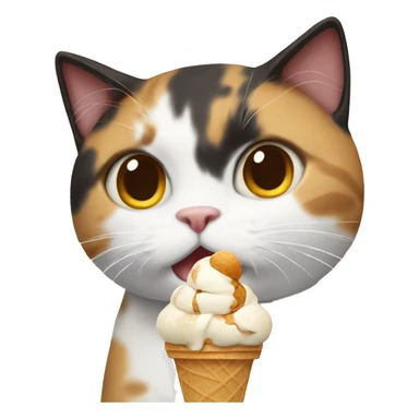 Icecream with calico cat sticker