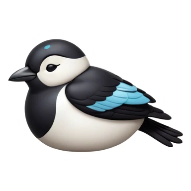 Meme-Worthy Cute Sleeping Magpie Portrait Emoji, Head resting peacefully with a contented smile, showcasing a sleek, elegant form with eyes gently closed in serene slumber and glossy, contrasting plumage, Simplified yet adorably endearing features, highly detailed, glowing with a soft, drowsy urban light, high shine, relaxed and utterly lovable, stylized with an air of playful laziness, soft glowing outline, capturing the essence of a sleeping magpie that feels destined to become the next viral icon of adorable rest! sticker