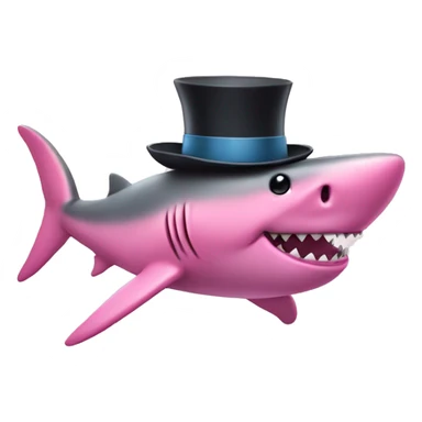 A pink shark with a top hat sticker