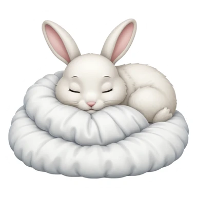 cartoon white rabbit asleep in bed sticker