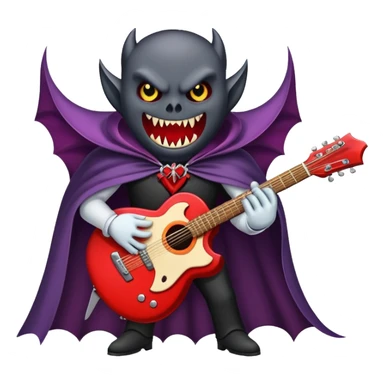 classic guitar with vampire cape and sharp teeth sticker