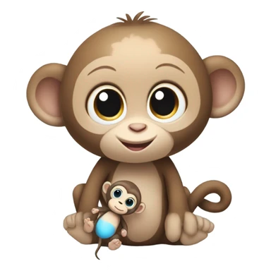 Light brown body, light blue eyes, baby monkey, jellycat stuffed animal sticker