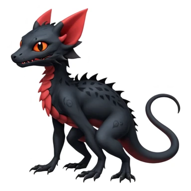 Futuristic Black Dark Abyssal Ethereal Modern Salandit-Litten-Noibat-Abyss-Lykoi-Fakémon-creature-hybrid Full Body sticker