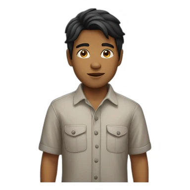 watchful black-haired brown boy in shirt sticker