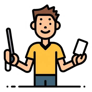 football referee with whistle and card, soccer official sticker