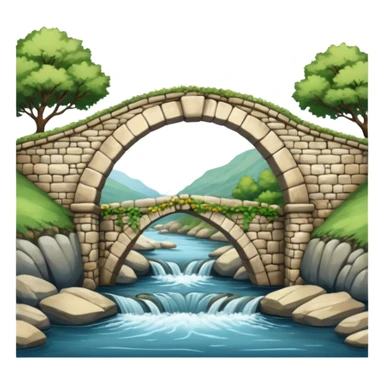 stone bridge over a river sticker