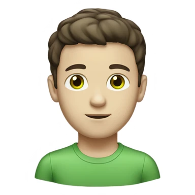 White boy with dark brown hair, green eyes, full body. sticker