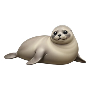 cinematic-seal-realistic-full-body-lounging-emoji,-plump-sleek-body-stretched-out-on-a-rocky-shoreline,-short-smooth-fur-glinting-in-the-sea-breeze,-flippers-tucked-comfortably-beneath-its-body,-large-dark-eyes-filled-with-playful-curiosity,-whiskered-muzzle-lifted-slightly-as-if-smiling,-simplified-yet-realistic-focused-features,-highly-detailed,-glowing-with-a-refreshing-marine-radiance sticker