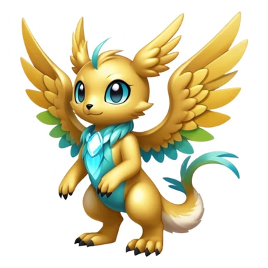 Anthro Sona Cool Edgy Cute Colorful Shy Winged Shiny Fakemon-Fantasy-Creature Full Body sticker