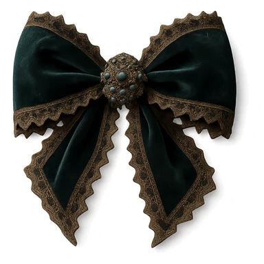 Add lace and velvet details to the gothic bow and accessories in a photorealistic style. Keep the background transparent if possible. sticker