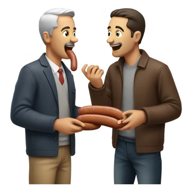 Two man eating one sausage  sticker