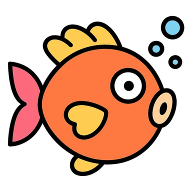 surprised fish icon with color outline sticker