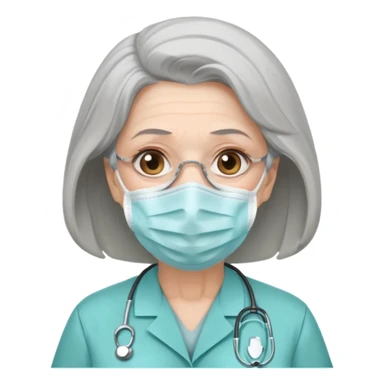 Old, female, wearing mask, solemn, nurse uniform
 sticker