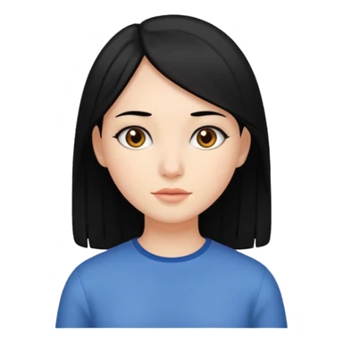 girls head with straight long black hair sticker