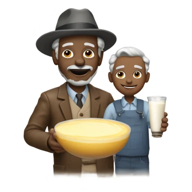 Jamal’s grandpa with custard and Jamal’s dad with milk sticker