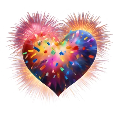 Heart with fireworks  sticker
