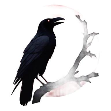 black raven against the backdrop of the red moon sticker