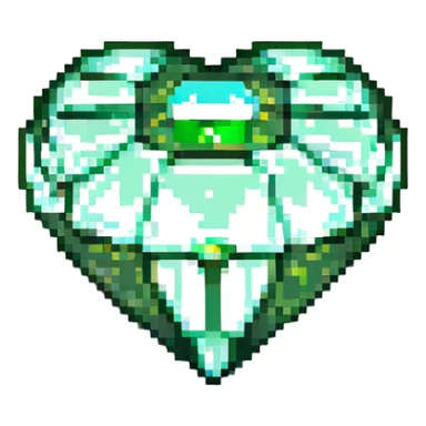 green diamond, pixel art style, transparent background sticker