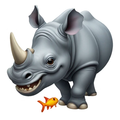 rhinoceros with fish in its mouth sticker