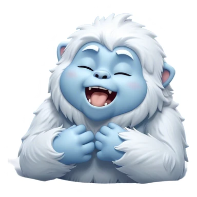 Cinematic Cute Yawning Yeti Portrait Emoji, with a charming, fluffy, snow-dusted figure in gentle whites and cool blues, head tilting back in a wide, endearing yawn with softly closed, peaceful eyes and a content little smile, simplified yet irresistibly adorable, highly detailed with a soft, frosty glow and outline capturing the serene slumber of a yeti! sticker