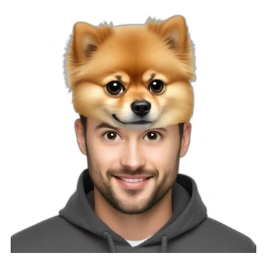 Pomeranian on man head sticker