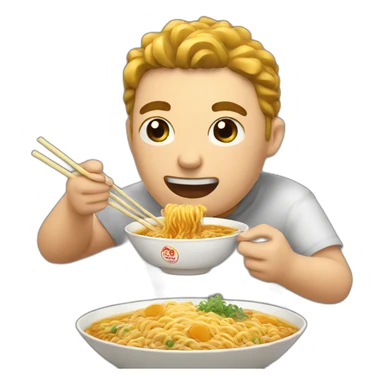 man eat a ramen sticker