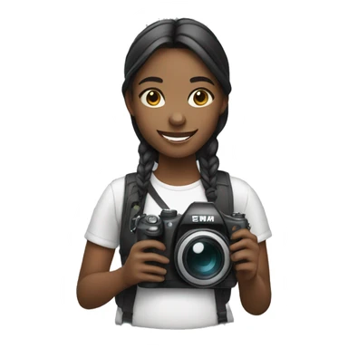smiling girl holding camera sticker
