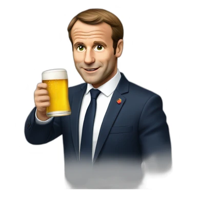 Macron avec une bière sticker