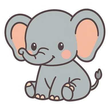 flat toon baby elephant sticker