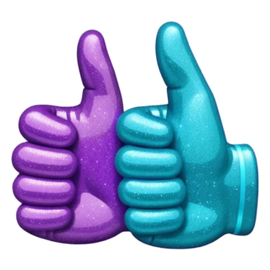 Glitter purple and cian thumbs up sticker