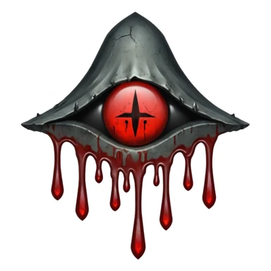 Upside-down halo dripping blood, black metal aesthetic, occult symbol sticker