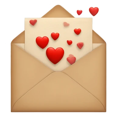 Tan envelope with red hearts all around  sticker
