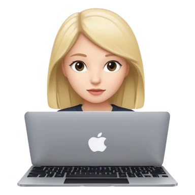 a girl using the mac book air with black  sticker