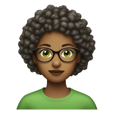 girl with mousy hair, glasses and green eye sticker