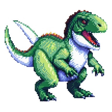 hybrid creature combining a bunny and a T-Rex in pixel art style sticker