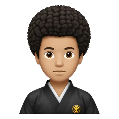black karate instructor with afro hair and a low taper haircut, and a small fade on the sides sticker