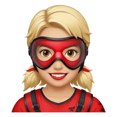 blond girl playing paintball with red paintball face mask sticker