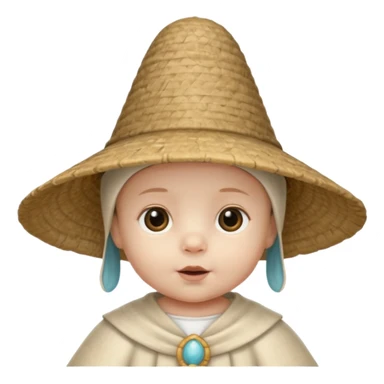ancient latin baby conical hat, white, half body sticker