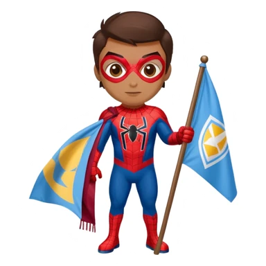Spider-Man with a Denver Nuggets flag and a Colorado Avalanche flag sticker