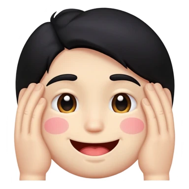 embarrassed white smiley face with black hair sticker