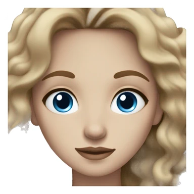 Face of a Women with dark blonde and wavy hair, blue and grey eyes, paler skin and freckles  sticker