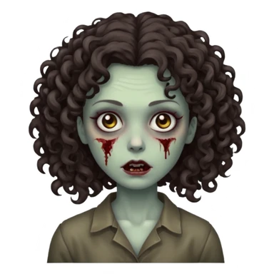 zombie woman with curly, slightly voluminous dark brown hair  sticker