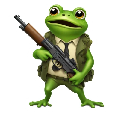 a frog with a gun sticker