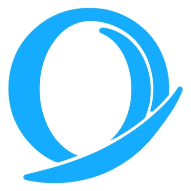 Create a very simple flat color clip art style logo of Opera GX. Use the exact blue color from the reference image. The style should be minimal with no text and a transparent background. sticker